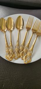 Medz Mall pure stainless steel gold spoon and fork