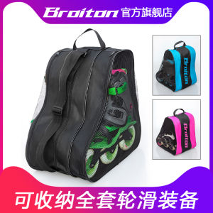 Skates Cosmetics Bag Childrens Roller Skating Triangle Backpack the Skating Shoes Shoulder Bag Roller Skating Three-Layer Straight Row Skates Bag