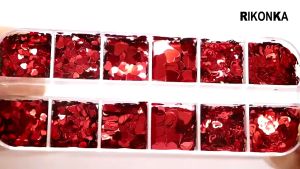 1 Kotak Hiasan Bentuk Merah Payet Glitter Nail /Hati Untuk Dekorasi Nail Art