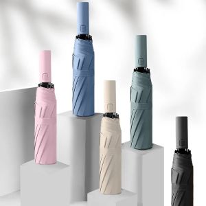Korean Style Simple Three-Fold Automatic Rain And Sun Umbrella