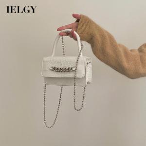 IELGY womens vintage crocodile pattern flap chain messenger bag