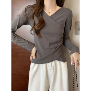 2026 New Spring Fashion French Style Elegant Plus Size Irregular Long Sleeve T Shirt