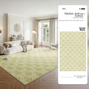 ZHUOYI | Easy to Clean Machine Washable Low Maintenance Green French Design Carpet