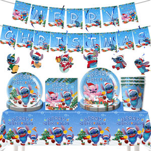 Bộ Đồ Dùng Giấy Dùng Một Lần Trang Trí Tiệc Giáng Sinh Disney Lilo Và Stitch Với Đĩa Và Cốc Làm Quà Tặng Cho Lễ Giáng Sinh Và Tiệc Chào Đón Em Bé