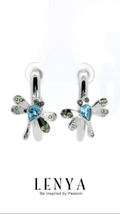 LENYA ต่างหูพลอยบลูโทแพซ เสริมความมั่นใจ ชัดเจน ปัญญา ขนาด 6x4 มิล ตัวเรือนเงินแท้925 ชุบทองคำขาว