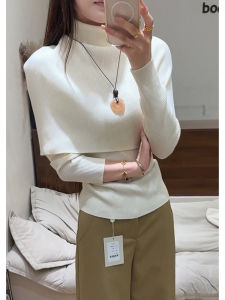 YUEZHONGWEI | Korean Style Spring Outfit Set White High-neck Sweater with Cape
