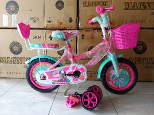 SEPEDA MINI UNTUK ANAK CEWEK RODA 4 Velion 12 INCHI KERANJANG TURUN