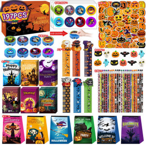 New Arrival Halloween Blind Box Set Toy Kids Notebook Ruler Squeezing Toy Pencil Pumpkin Sticker DIY Stationery