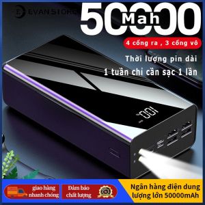 Sạc dự phòng dung lượng lớn 50000mah trữ pin nhiều có đèn pin màn hình led hiện thị phần trăm pin