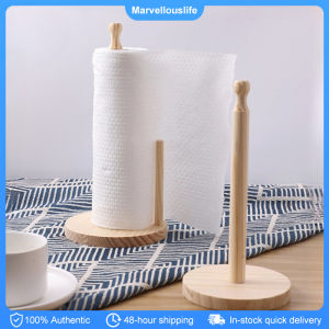 Paper Towel Holder Wooden Anti-Skid Tissue Vertical Stand Toilet Roll Stand Kitchen Roll Paper Shelf