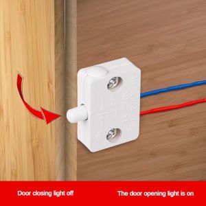 2-Pack Automatic Reset Switch Wall Cabinet Light Switch Household Cabinet Door Control Switch Wardrobe Light Switch