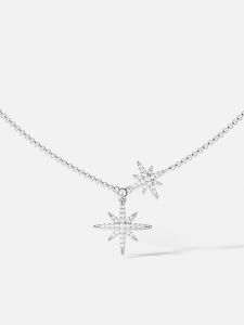 White Meteorite Hexagram Necklace