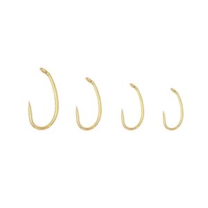 ICERIO 50PCS Barbless Gold-Plated Fly Fishing Hook Ultra-Bright Finish Curved Sharp Hook for Trout BassSalmon Fishing
