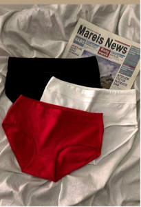 Pure ผ้าฝ้าย ชุดชั้นในสําหรับผู้หญิง ระบายอากาศได้ดี เอวกลาง กางเกงขาสั้น สีแดงสดใสสําหรับวัยรุ่นหญิงและนักเรียนมังกรปีโชค