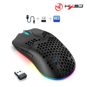 HXSJ T66 3 โหมด 10000DPI ไร้สายสําหรับเล่นเกม RGB ส่องสว่าง 650mAh 6 ปุ่ม Macro Programmable MICE สําหรับ PC เดสก์ท็อป
