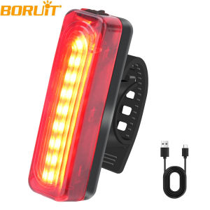 BORUiT Rear Bike Tail Light USB C Rechargeable Bicycle Tail Safety Warning Light Bicycle Light Easy to Install Bicycle Accessory