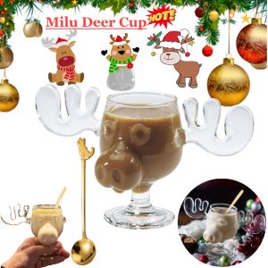 1pcs Elk Wine Glass Cocktail Juice Cup Reindeer Mug Wine Beer Water Milk Whiskey Glasses Drinkware Shot Cups Christmas Gift