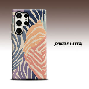 Pastel Zebra Print For Samsung Galaxy S26 S25 S24 A56 A36 Dual Layer Luxury Fashion Full Lens Protective Case