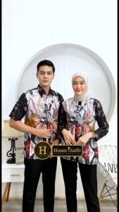Blus / Blouse Atasan Batik Wanita Perempuan Cewek Kerja Kantor Modern Lengan Panjang Motif Ayam