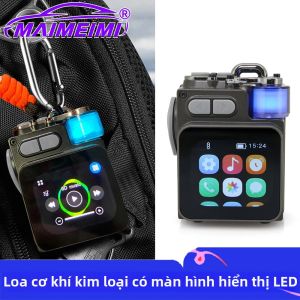 Loa Cơ Học Kim Loại Không Dây Bluetooth Có Màn Hình LED Loa Siêu Trầm RGB Đồng Hồ Báo Thức Để Bàn Hỗ Trợ Lịch Tương Thích USB