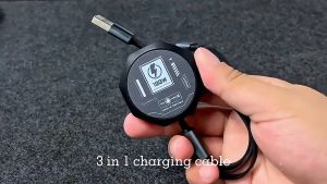 TRIPLEDI Cable Data 3 in 1 TD6105 Fast Charging Lightning Micro USB Type C Retractable Kabel Charger 100W Mecha Telescopic