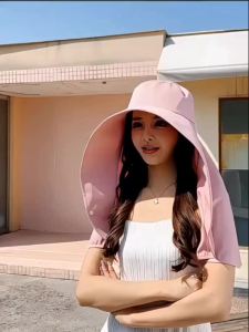 Summer Hats for Women Outdoor UV Anti Neck Protection Sun Visors for Lady Fishing Hiking Wide Brim Shawl Sunscreen Ponytail Cap