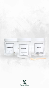 TAMA LIVING Ryo Toples Bumbu Dapur 500 ml Tutup Hitam Tepung Gula Kopi Toples Dapur Food Grade