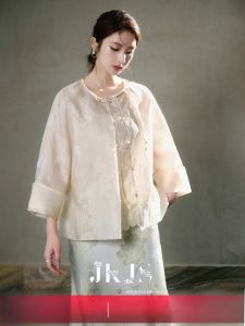 JK&JS | Chiffon Floral Cut Button-Up Thin Coat