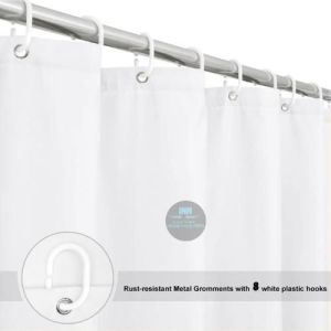 Waterproof Fabric Shower Curtain Liner Soft Hotel Quality Cloth Light Weight Machine Washable White Bathroom Curtain