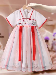 Han Dynasty Girl Summer Dress Little Girl Tang Suit Chinese Style Western Style Kids Super Fairy Dress Retro Summer Served Ru