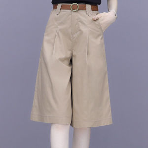 Khaki Wide Leg Pants Womens High Waist Loose Slimming Casual Cotton Trousers Summer 2025 Fashion Straight Cut Zipper