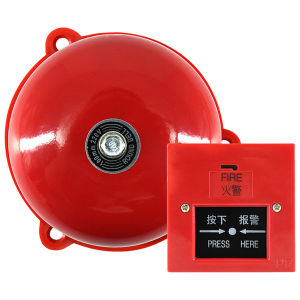 4 Inch Manual Call Point Fire Alarm Resettable Pull Station Metal Fire Control AC 220V Internal Strike Alarm Bell 100db