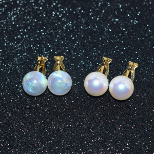 ต่างหูไข่มุกกลมใหญ่ประดับเพชรเทียมแบบซ่อนสำหรับผู้หญิง ไม่ต้องเจาะ ต่างหูแบบคลิปแบบสไตล์ย้อนยุคแบบเรียบง่ายและหรูหรา