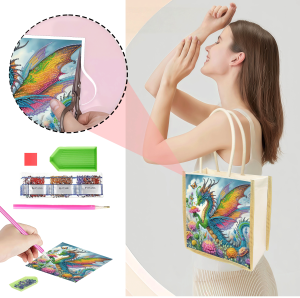 other | 1 Piece of Diamond Painting tote bag Flying Dragon Pattern canvas Material Interchangeable Pattern Travel daily Storage and use