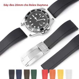 Dây Đeo Đồng Hồ Có Khóa Gấp Bằng Thép Không Gỉ Sang Trọng Dây Đeo Cao Su 20 Mm Vòng Đeo Tay Thay Thế TPU Chống Nước Dành Cho Nam Tương Thích Với Rolex Daytona