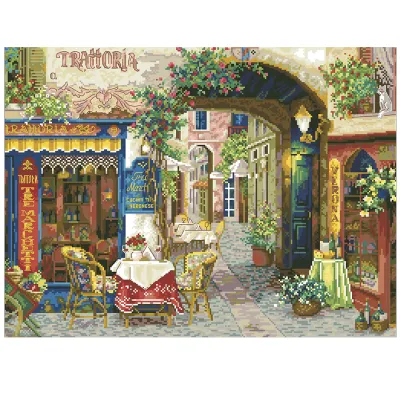 Cafe Cross Stitch Living Room Fashionable DIY Embroidery Kits 11CT 9CT Printed Needlework Material Cotton Thread Set Handicraft