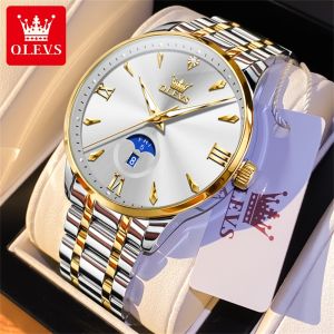 OLEVS Watch Men Waterproof 2025 Original Business Elegant Luxurious Stainless Steel Watch Band Diamonds Date Luminous Quartz Watch
