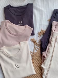 L.ER KIDS Childrens Sleepwear Set Autumn Winter Smile Face Boys Girls Innerwear Thermal Underwear Home Style Kids Clothing