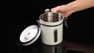 เครื่องกระป๋องเก็บกาแฟ สแตนเลส 1.5L/1.8L ขนาด, พร้อมช้อนตัก, ฟรีช้อนสแตนเลส