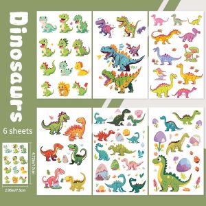 6 Cartoon Dinosaur Arms and Legs Long-lasting Waterproof Simulation Non-Reflective Temporary Tattoo Stickers Fake Tattoos