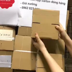 Hộp Giấy Gói Hàng Thức Ăn Hộp Carton Đóng Hàng 10x10x8 cm nắp gập giao nhanh hỏa tốc HCM - Alobox shop PKĐH H1.