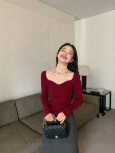 ALOHA LU | Đồ Lót Knit Cổ Vuông Phong Cách Pháp Dáng Ôm
