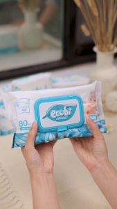 Combo 05 gói khăn ướt cao cấp an toàn cho bé Ecobi EcoWipes gói 80 tờ không mùi không cồn không paraben