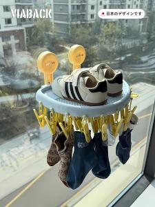 Multi-Functional Suction Cup Drying Rack for Shoes And Socks Wall-Mounted Foldable Laundry Organizer for Balcony Viaback Brand