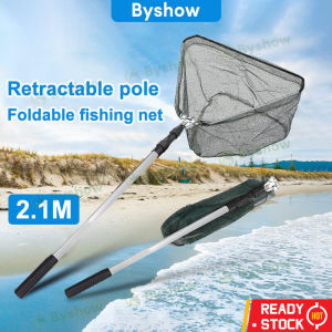Byshow Fine-Eye Pocket Mesh Ultra-Light Nylon Fishing Catching Net  Anti-Hanging Braided Head Aluminum Alloy Telescoping Pole for Catching Fish Great for Competitive Fishing Casual Fishing Jala Ikan Mata Halus Jaring Ikan Pering