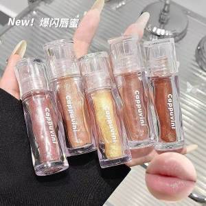Cappuvini Sparkling Water Light Lip Glaze Moisturizing Nourishing White Enhancing Non-Stick Cup Glass Mirror Lipstick Buildable