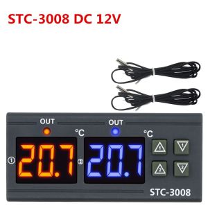 STC-3008 Bộ Điều Khiển Nhiệt Độ Kỹ Thuật Số Cảm Biến Nhiệt Ẩm Kế Để Làm Nóng Làm Mát Đầu Ra Rơ Le Kép Bình Giữ Nhiệt AC 110V 220V DC 12V 24V -199 ~ 199 ℃