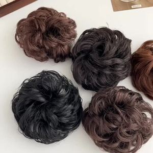 🔥🔥🔥SHNGki Tổng hợp tóc Bun tóc giả phụ nữ tóc đuôi ngựa tóc mở rộng scrunchie đàn hồi thịt viên đầu hairpieces scrunchie bọc tự nhiên chủ nghĩa hiện thực