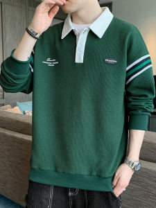 เสื้อยืดคอกลมลายทางสตรีทสไตล์ใหม่ฤดูใบไม้ผลิและฤดูใบไม้ร่วงสำหรับผู้ชาย เสื้อโปโลลายทางแบบลำลอง เสื้อยืดแฟชั่น Carsley