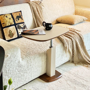 Elevating Saddle Leather Side Table Small Tea Table Living Room Computer Desk Home Use Bedside Table Medieval Style Furniture